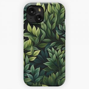 Green Leaves Pattern 14 iPhone 15 Slim Phone Case Cover