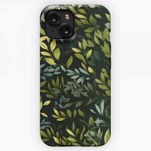 Green Leaves Pattern 27 iPhone 15 Slim Phone Case Cover