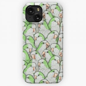 Green Quaker Monk Parakeets iPhone 15 Slim Phone Case Cover
