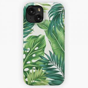 Green Tropical Leaves iPhone 15 Slim Phone Case Cover