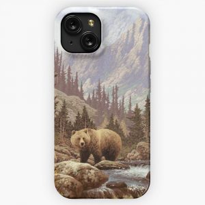 Grizzly Bear Landscape iPhone 15 Slim Phone Case Cover