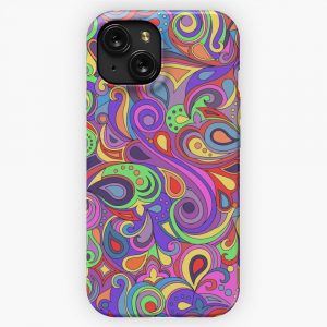 Groovy Psychedelic Hippy Paisley Pattern iPhone 15 Slim Phone Case Cover