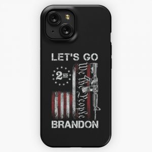 Gun American Flag Patriots Lets Go Brandon iPhone 15 Slim Phone Case Cover