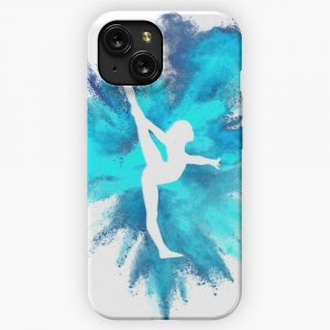 Gymnast Silhouette Blue Explosion iPhone 15 Slim Phone Case Cover