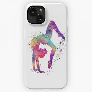 Gymnastics Girl Tumbling Colorful Watercolor Art Gift iPhone 15 Slim Phone Case Cover