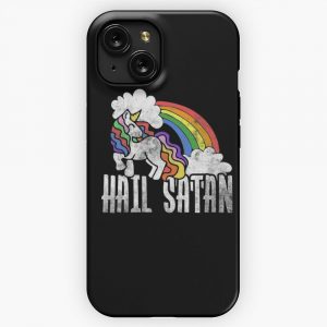 Hail Satan Retro Rainbow Unicorn iPhone 15 Slim Phone Case Cover