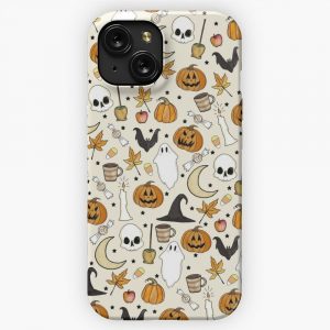 Halloween Pattern In Bone White iPhone 15 Slim Phone Case Cover