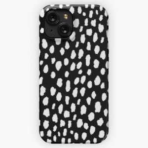 Handmade Polka Dot Brush Strokes Black And White Reverse Dalmatian iPhone 15 Slim Phone Case Cover