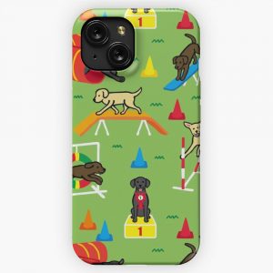 Happy Labrador Agility Cartoon iPhone 15 Slim Phone Case Cover