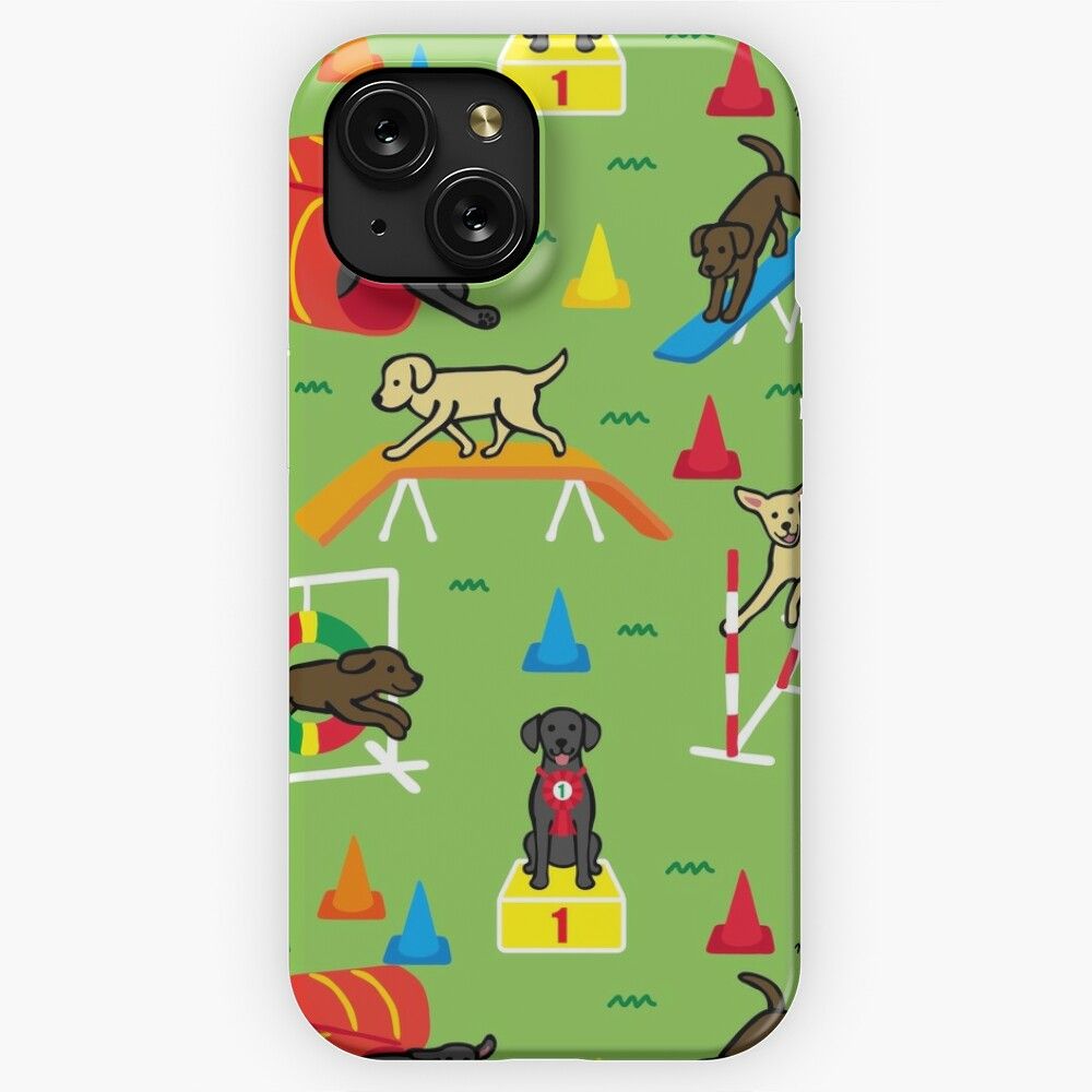 Happy Labrador Agility Cartoon iPhone 15 Slim Phone Case Cover
