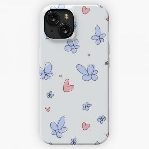 Heartstopper Flowers And Hearts Mix Blue iPhone 15 Slim Phone Case Cover