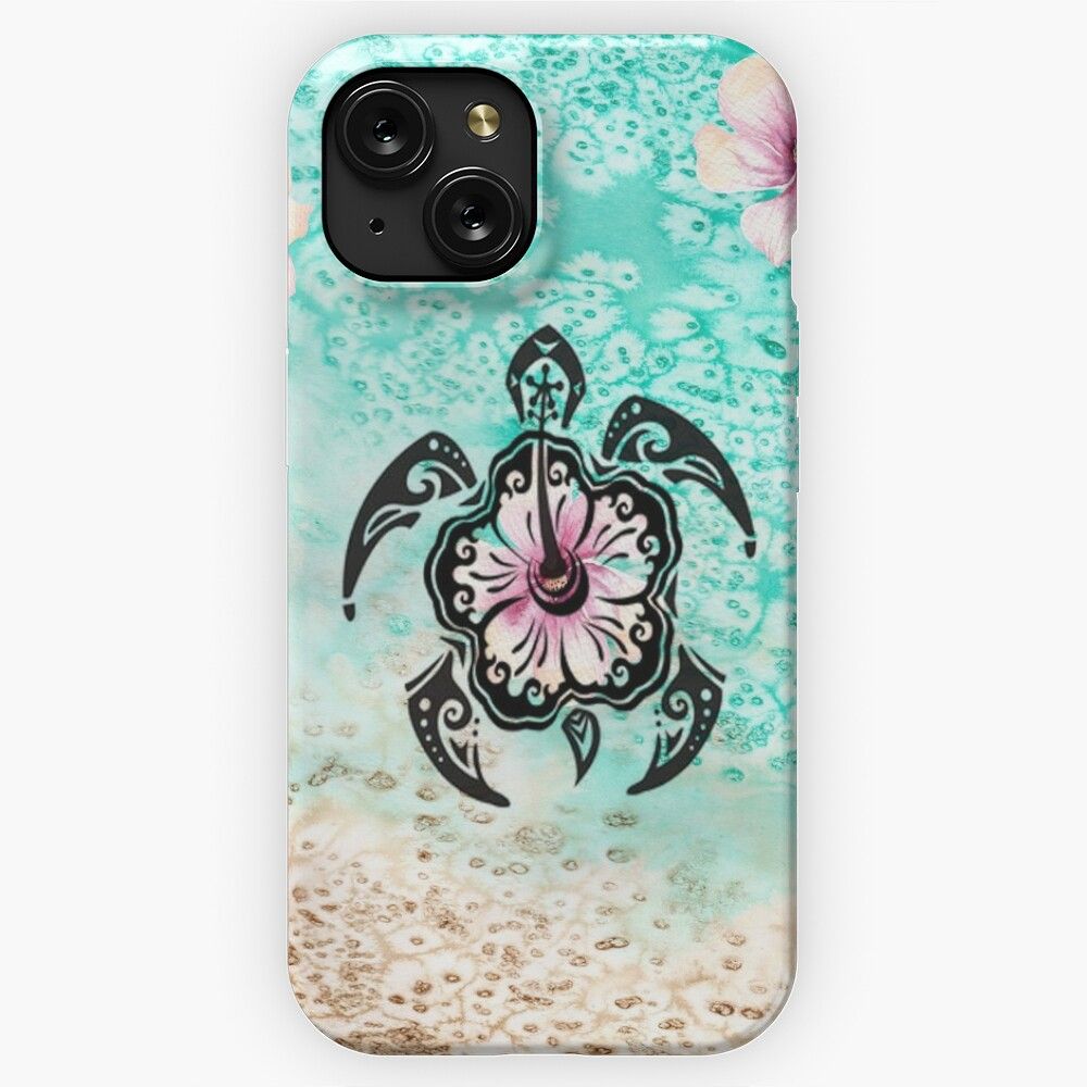Hibiscus Turtle iPhone 15 Slim Phone Case Cover