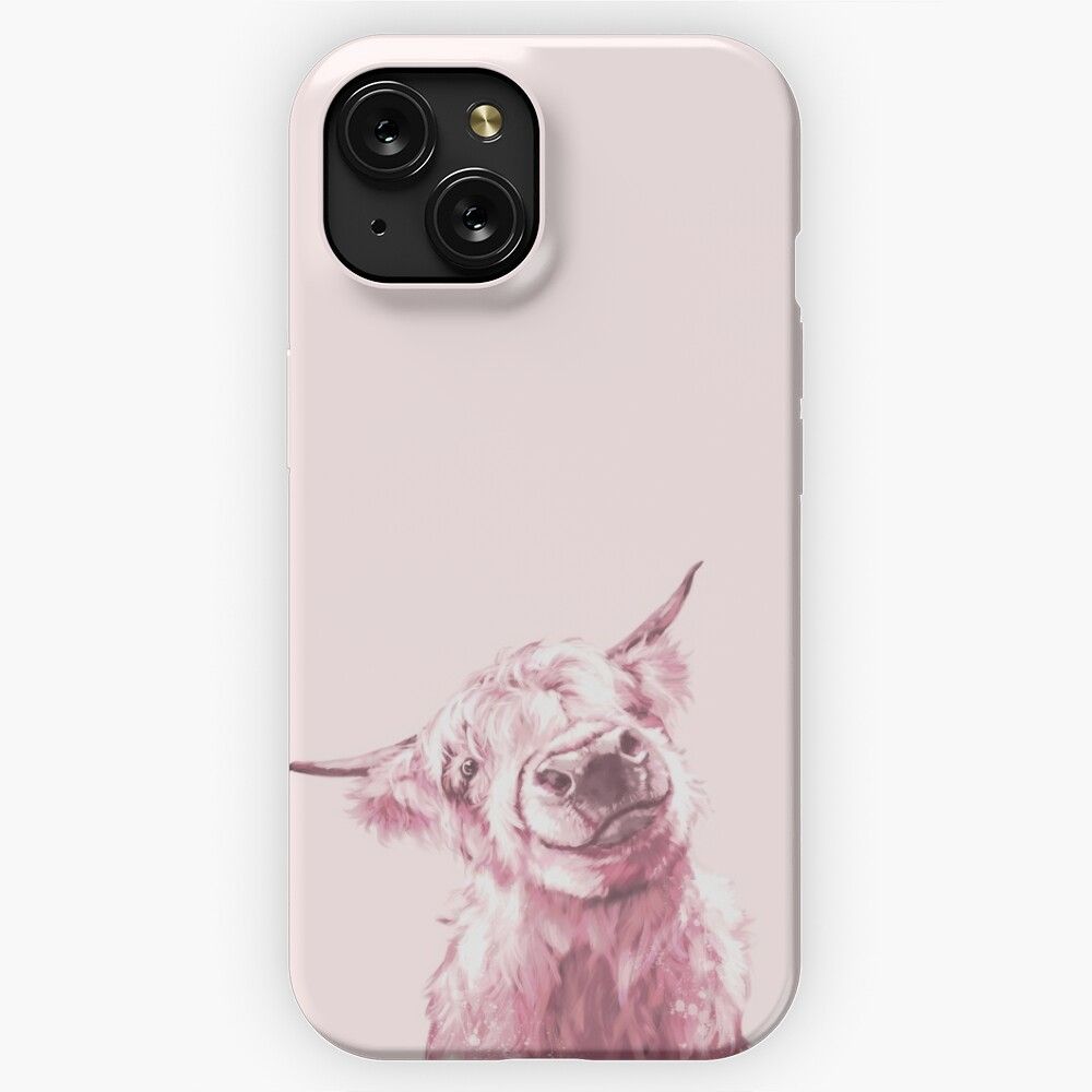 Highland Cow In Pink iPhone 15 Slim Phone Case Cover