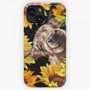 Highland Cow In Sunflower Garden iPhone 15 Slim Phone Case Cover