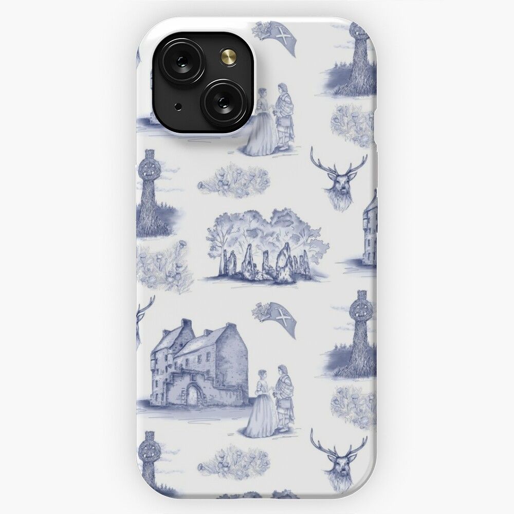 Highlander Toile In Blue iPhone 15 Slim Phone Case Cover