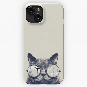 Hipster Cat iPhone 15 Slim Phone Case Cover
