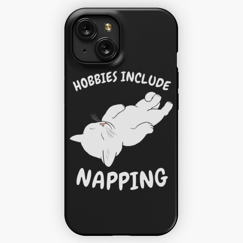 Hobbies Include Napping Sleeping White Cat iPhone 15 Slim Phone Case Cover
