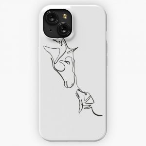 Horse And Dog One Line Drawing Art Print iPhone 15 Slim Phone Case Cover