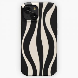 Hourglass Abstract Midcentury Modern Retro Mod Pattern In Black And Almond Cream iPhone 15 Slim Phone Case Cover