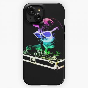 House Cat Rainbow Dj Kitty iPhone 15 Slim Phone Case Cover