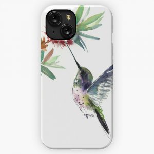 Hummingbird And Flower iPhone 15 Slim Phone Case Cover