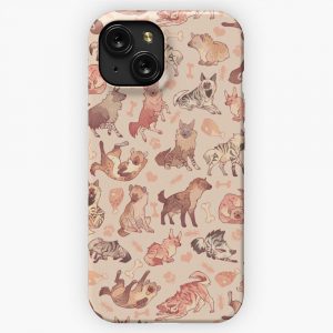 Hyenas In Creamy Orange iPhone 15 Slim Phone Case Cover