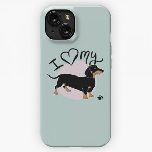I Love My Black Tan Dachshund Sausage Dog iPhone 15 Slim Phone Case Cover