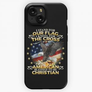 I Stand For Our Flag I Kneel For The Cross American Christian iPhone 15 Slim Phone Case Cover