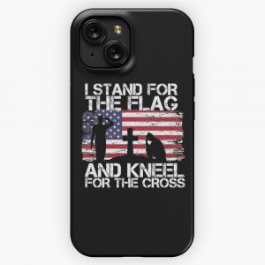 I Stand For The Flag And Kneel For The Cross American Flag iPhone 15 Slim Phone Case Cover