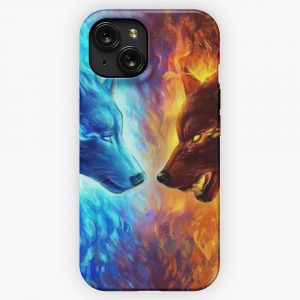 Ice Wolf And Fire Wolf Wolf Rivalry iPhone 15 Slim Phone Case Cover