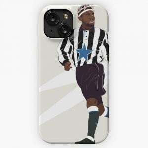 Illustration Of Newcastle Utd Winger Allan Saint Maximin In Retro Kit iPhone 15 Slim Phone Case Cover