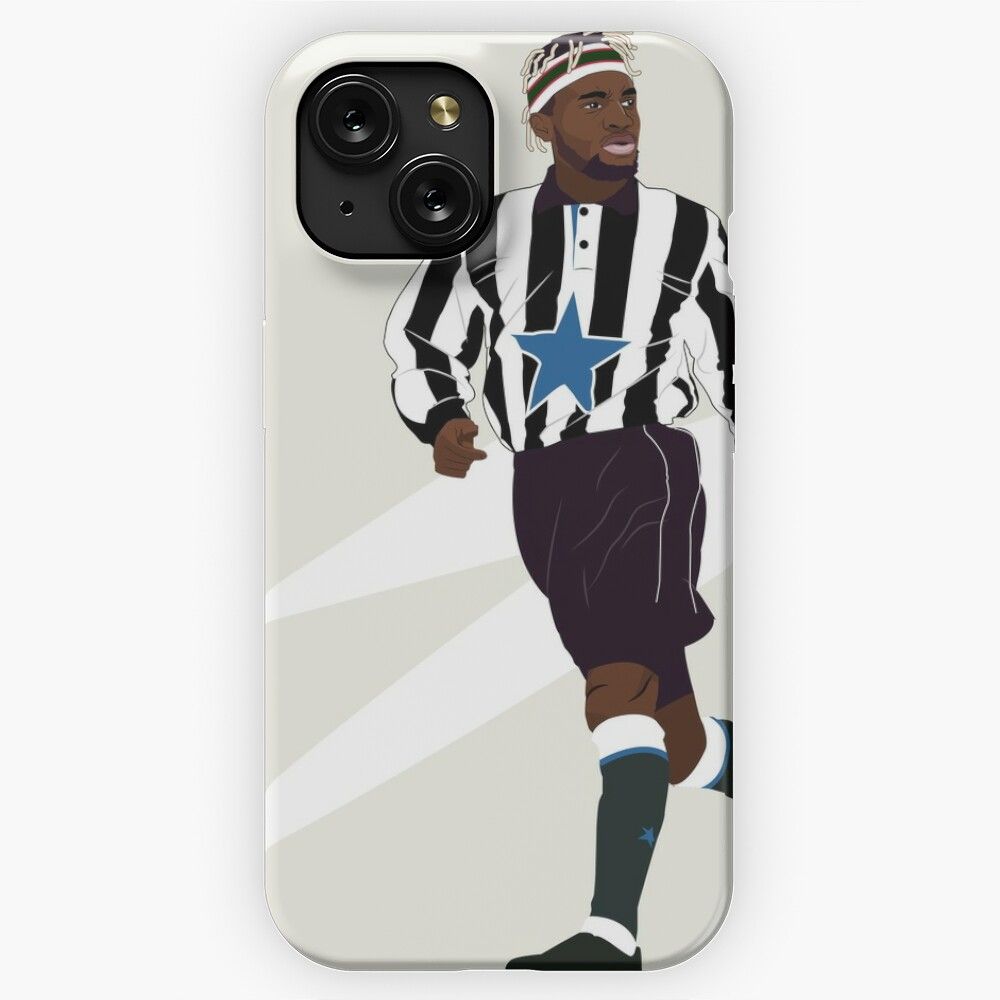 Illustration Of Newcastle Utd Winger Allan Saint Maximin In Retro Kit iPhone 15 Slim Phone Case Cover