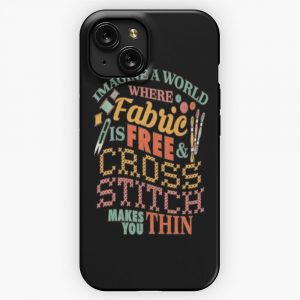 Imagine A World Fabric Is Free Cross Stitch Makes Thin Needlepoint iPhone 15 Slim Phone Case Cover
