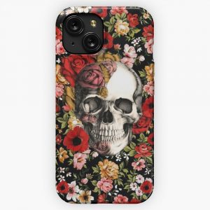 In Bloom Floral Skull iPhone 15 Slim Phone Case Cover