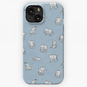 Indian Baby Elephants In Baby Blue iPhone 15 Slim Phone Case Cover