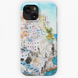 Italy Cinque Terre Watercolor Painting iPhone 15 Slim Phone Case Cover