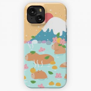Japanese Capybara Hot Spring iPhone 15 Slim Phone Case Cover