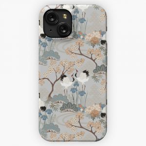 Japanese Garden Gray iPhone 15 Slim Phone Case Cover