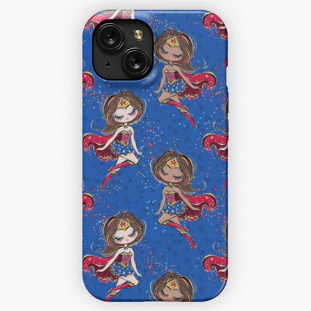 Karamfila Supergirls Super Wonder Girl On Blue iPhone 15 Slim Phone Case Cover