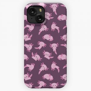 Kawaii Axolotl Pink Pattern iPhone 15 Slim Phone Case Cover