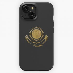 Kazakhstan Emblem Vintage Gold iPhone 15 Slim Phone Case Cover