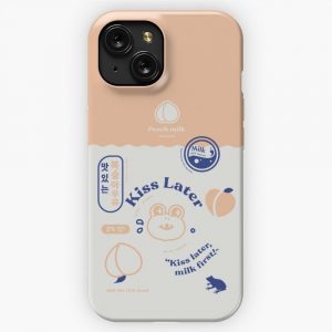 Kiss Later Peach Milk Carton Concept Phonecase iPhone 15 Slim Phone Case Cover