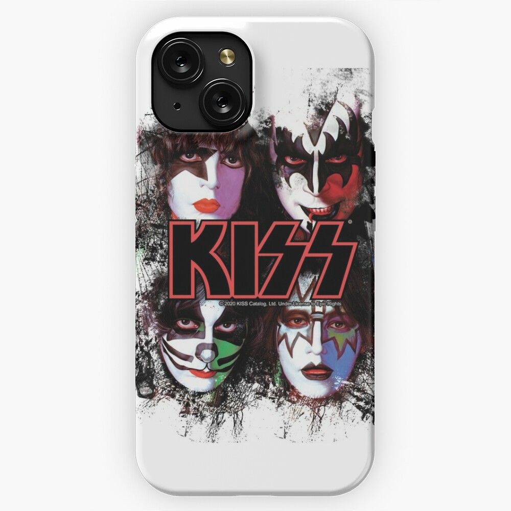 Kiss The Band All Members Faces Brush Effect iPhone 15 Slim Phone Case Cover