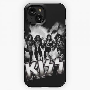 Kiss The Band Destroyer Black And White Fog Logo Down iPhone 15 Slim Phone Case Cover