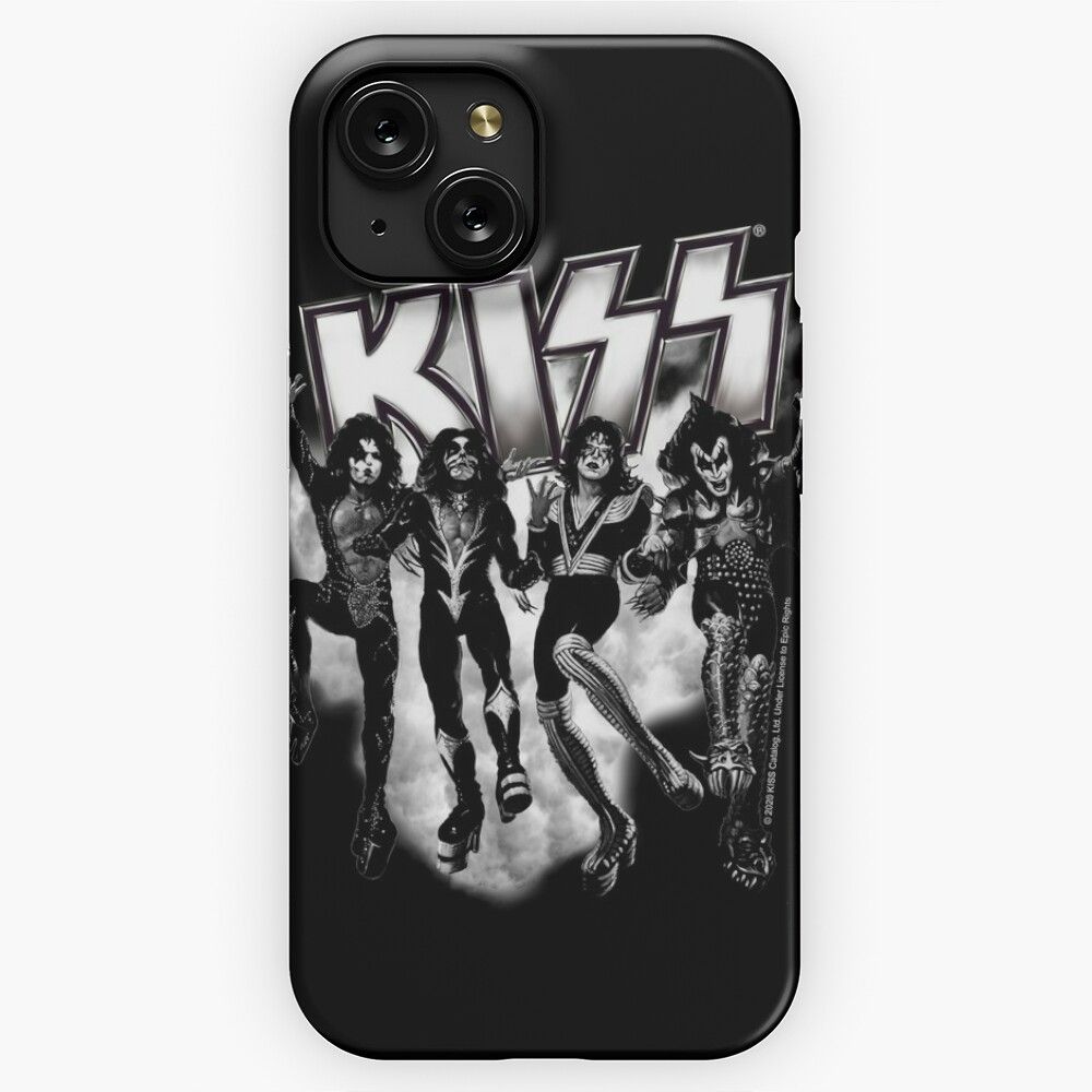 Kiss The Band Destroyer Black And White Fog Logo Up iPhone 15 Slim Phone Case Cover