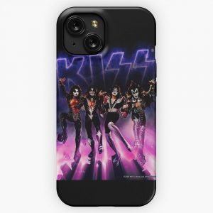 Kiss The Band Destroyer Pink And Blue Logo iPhone 15 Slim Phone Case Cover
