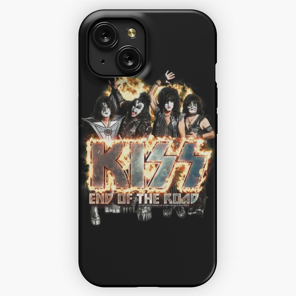 Kiss The Band End Of The Road On Fire Logo iPhone 15 Slim Phone Case Cover