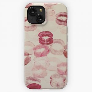 Kisses Pattern Red Pink Lipstick Aesthetic Pinterest Coquette Dollette iPhone 15 Slim Phone Case Cover