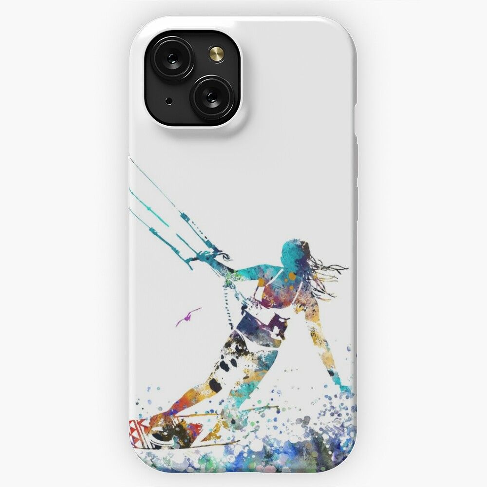 Kitesurfing Watercolor Kiteboarding iPhone 15 Slim Phone Case Cover