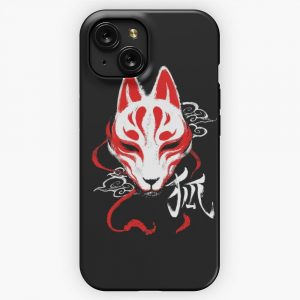 Kitsune Mask Japanese Traditional Fox Kanji Ink iPhone 15 Slim Phone Case Cover